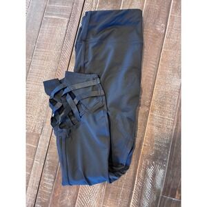 Active Life‎ Black Capri Leggings Lattice Cutout Ankle Athletic Womens